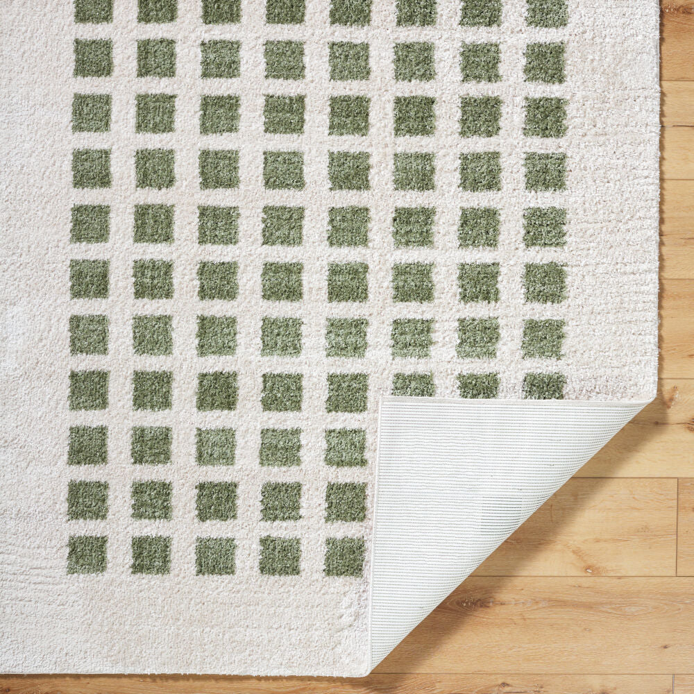 Fossay Shag Grass Green/Light Beige Machine Woven Rug FSG-2320 - fold