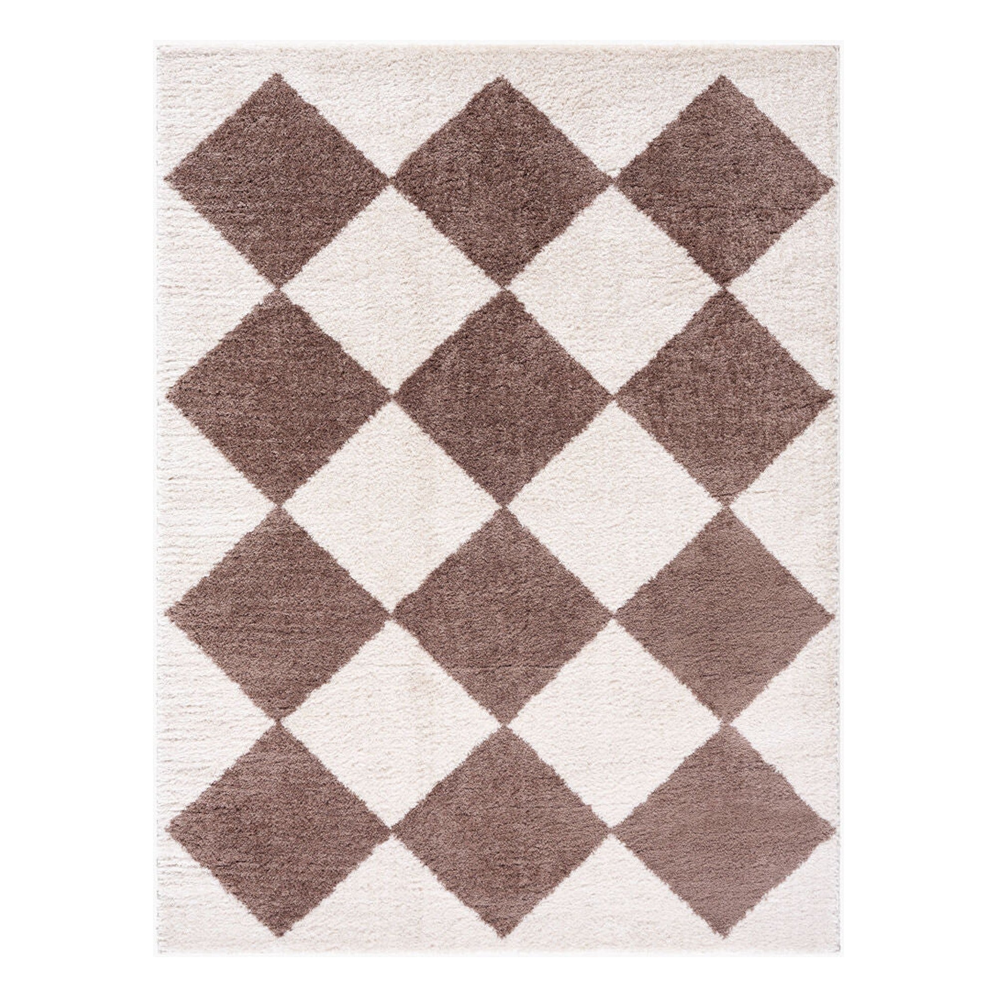 Fossay Shag Dark Brown/Light Beige Machine Woven Rug FSG-2323 - 2' x 2'11"