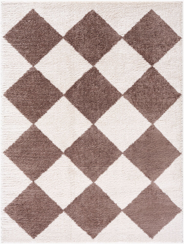 Fossay Shag Dark Brown/Light Beige Machine Woven Rug FSG-2323 - 2' x 2'11"