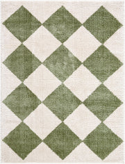 Fossay Shag Grass Green/Light Beige Machine Woven Rug FSG-2325 - 2' x 2'11"