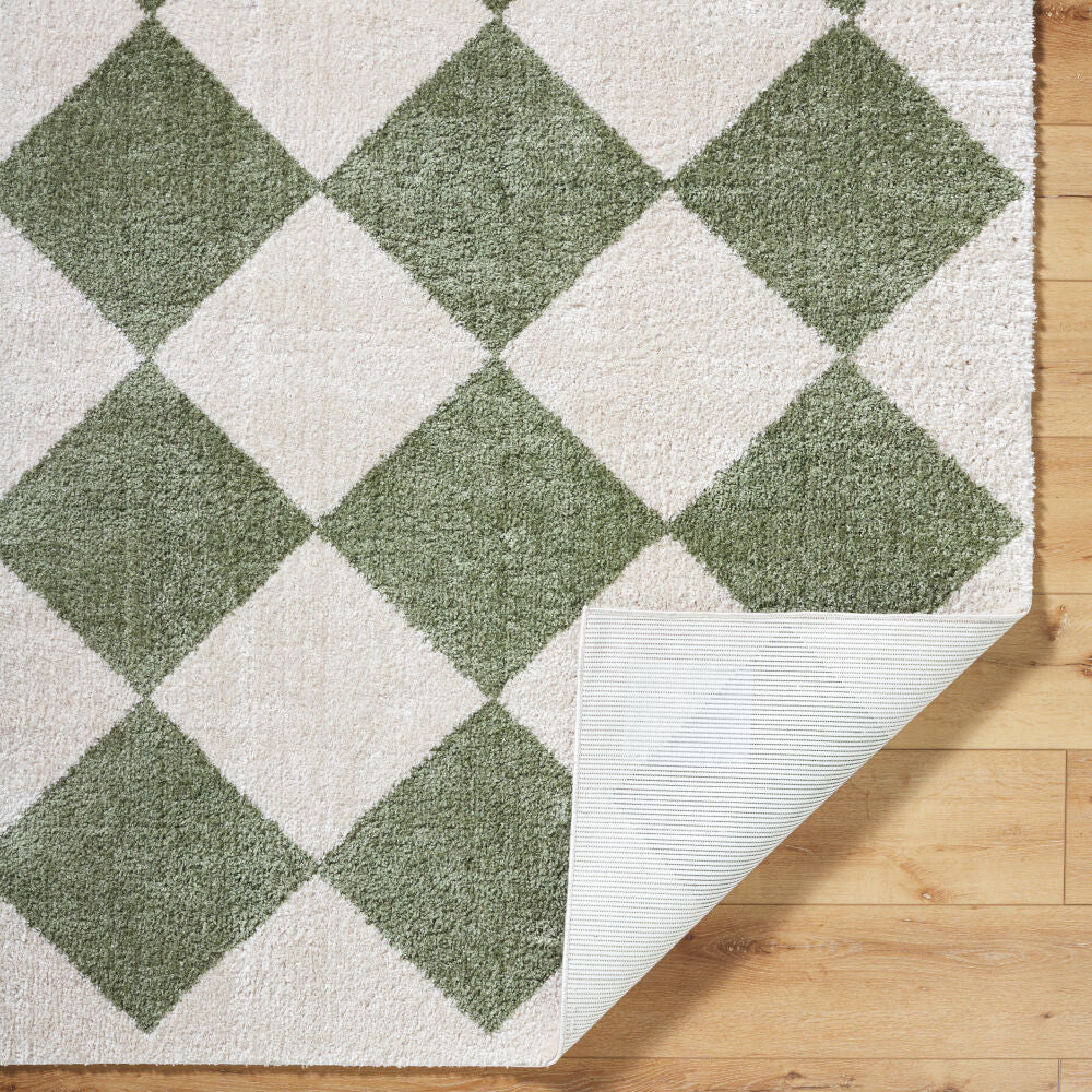 Fossay Shag Grass Green/Light Beige Machine Woven Rug FSG-2325 - fold