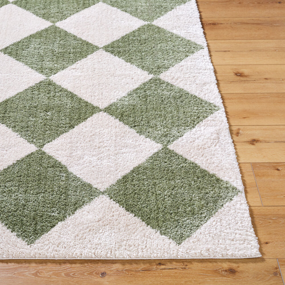 Fossay Shag Grass Green/Light Beige Machine Woven Rug FSG-2325 - front