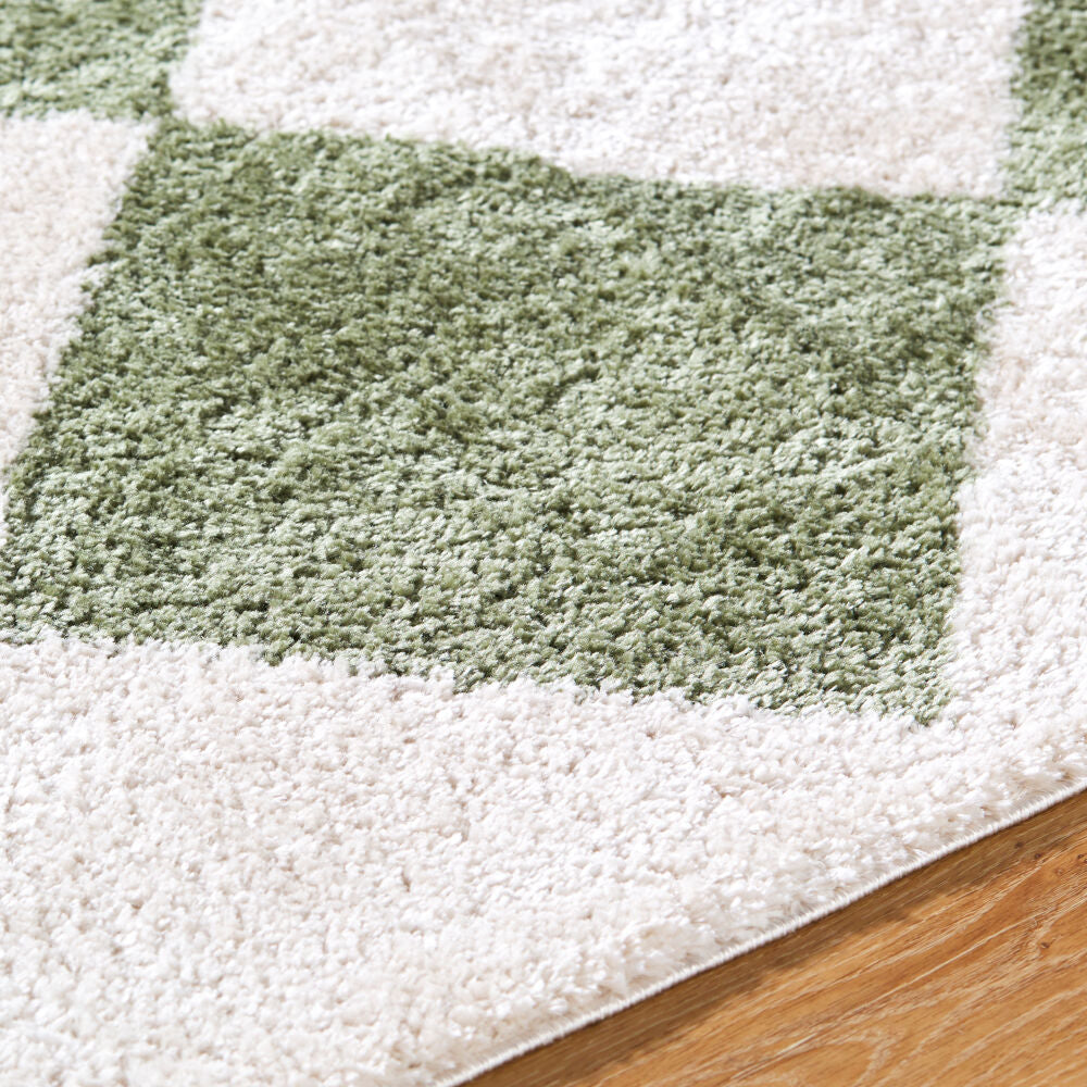 Fossay Shag Grass Green/Light Beige Machine Woven Rug FSG-2325 - texture