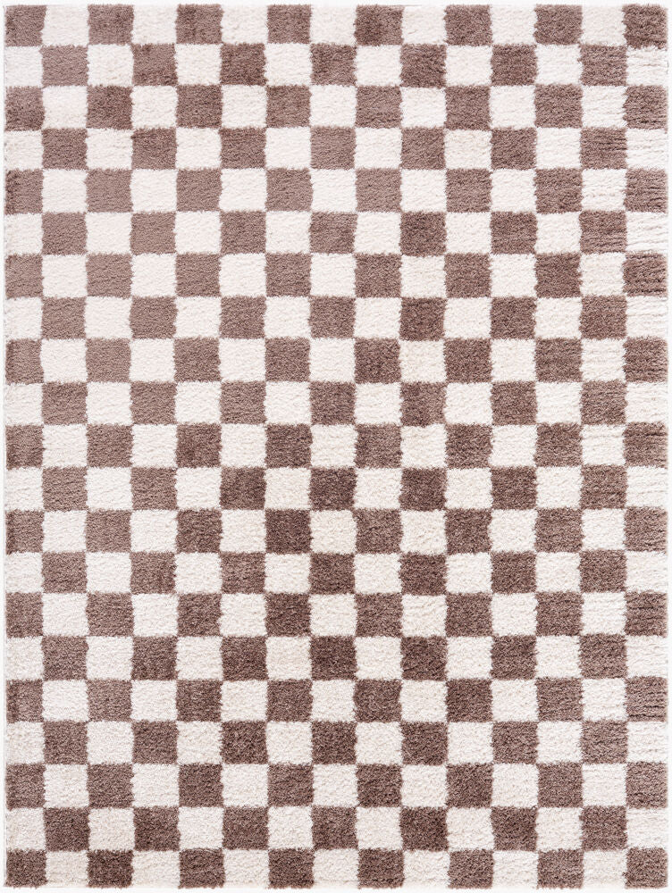 Fossay Shag Dark Brown/Light Beige Machine Woven Rug FSG-2328 - 2' x 2'11"