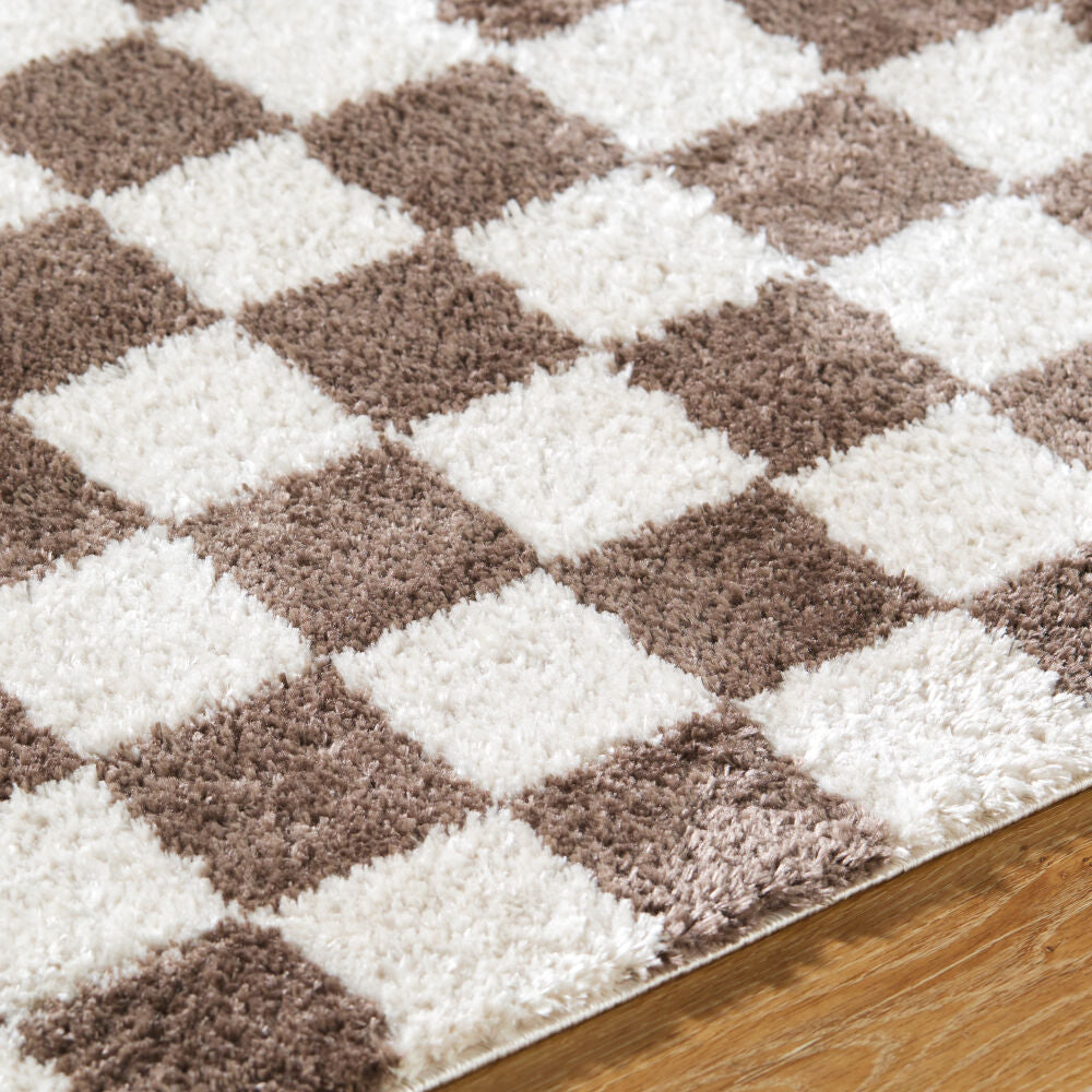 Fossay Shag Dark Brown/Light Beige Machine Woven Rug FSG-2328 - texture