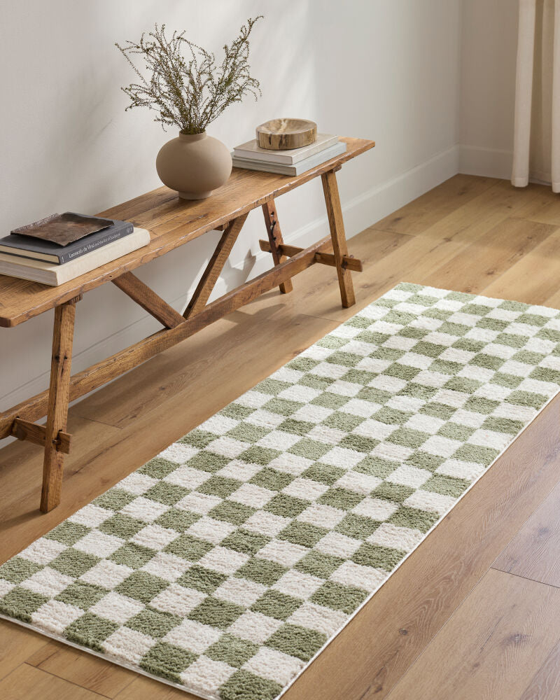 Fossay Shag Grass Green/Light Beige Machine Woven Rug FSG-2330 - roomscene