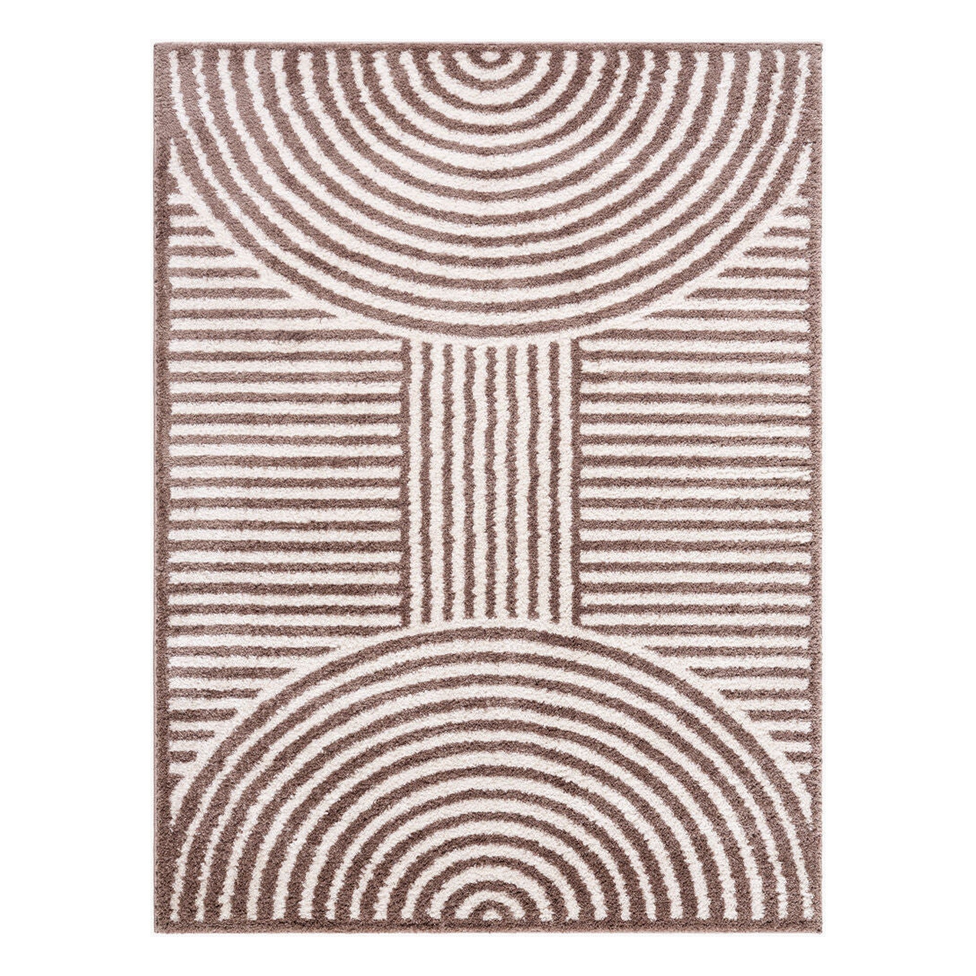 Fossay Shag Dark Brown/Light Beige Machine Woven Rug FSG-2331 - 2' x 2'11"