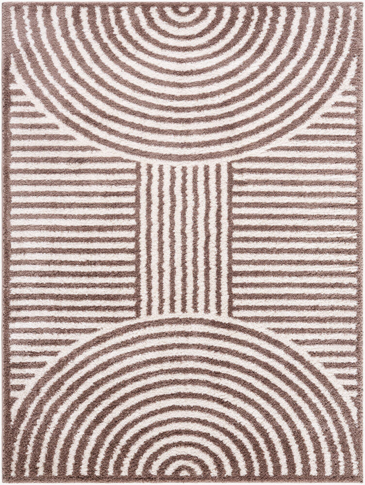 Fossay Shag Dark Brown/Light Beige Machine Woven Rug FSG-2331 - 2' x 2'11"