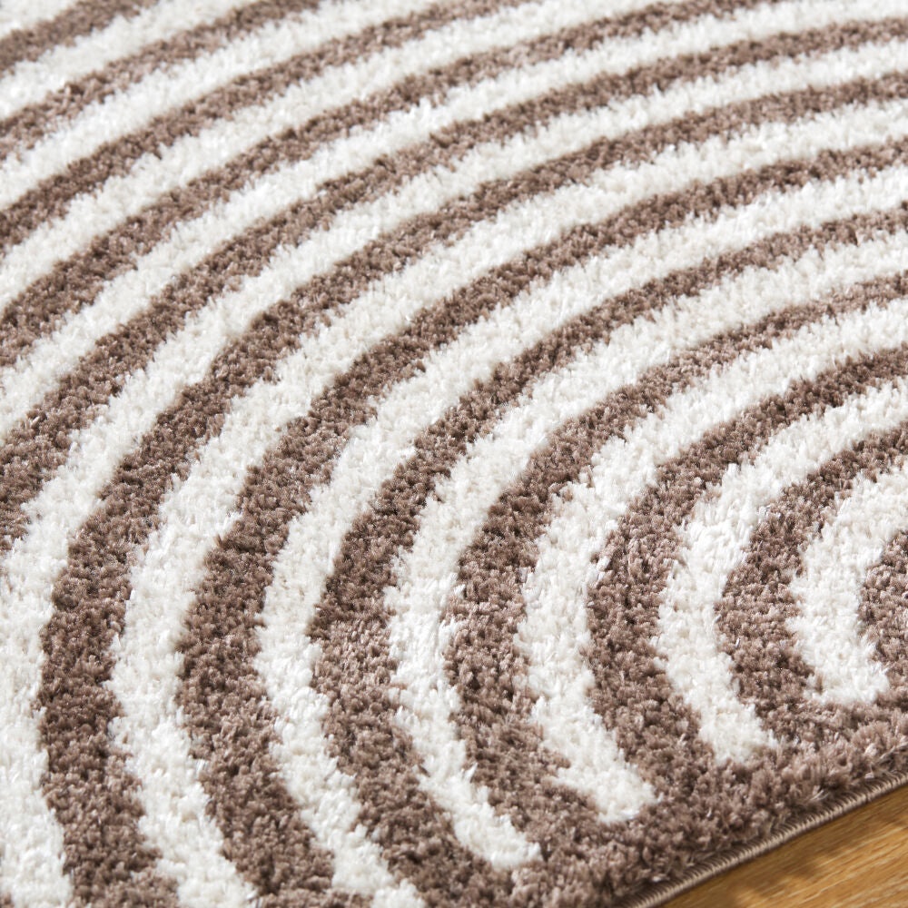 Fossay Shag Dark Brown/Light Beige Machine Woven Rug FSG-2331 - texture