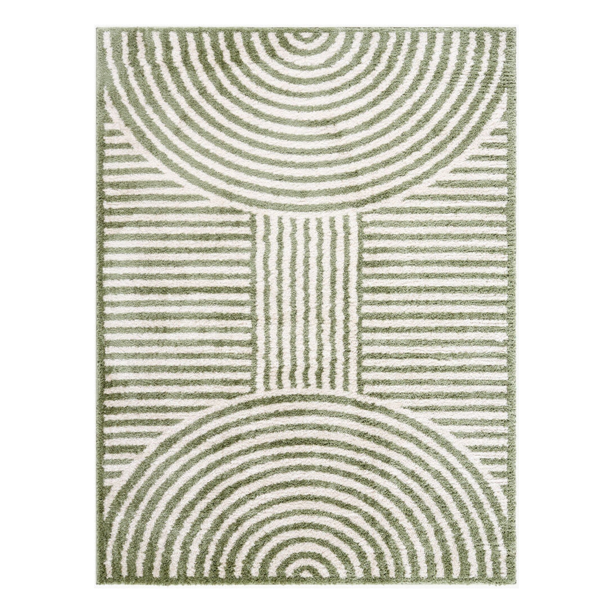 Fossay Shag Grass Green/Light Beige Machine Woven Rug FSG-2333 - 2' x 2'11"