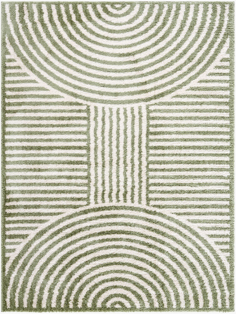 Fossay Shag Grass Green/Light Beige Machine Woven Rug FSG-2333 - 2' x 2'11"