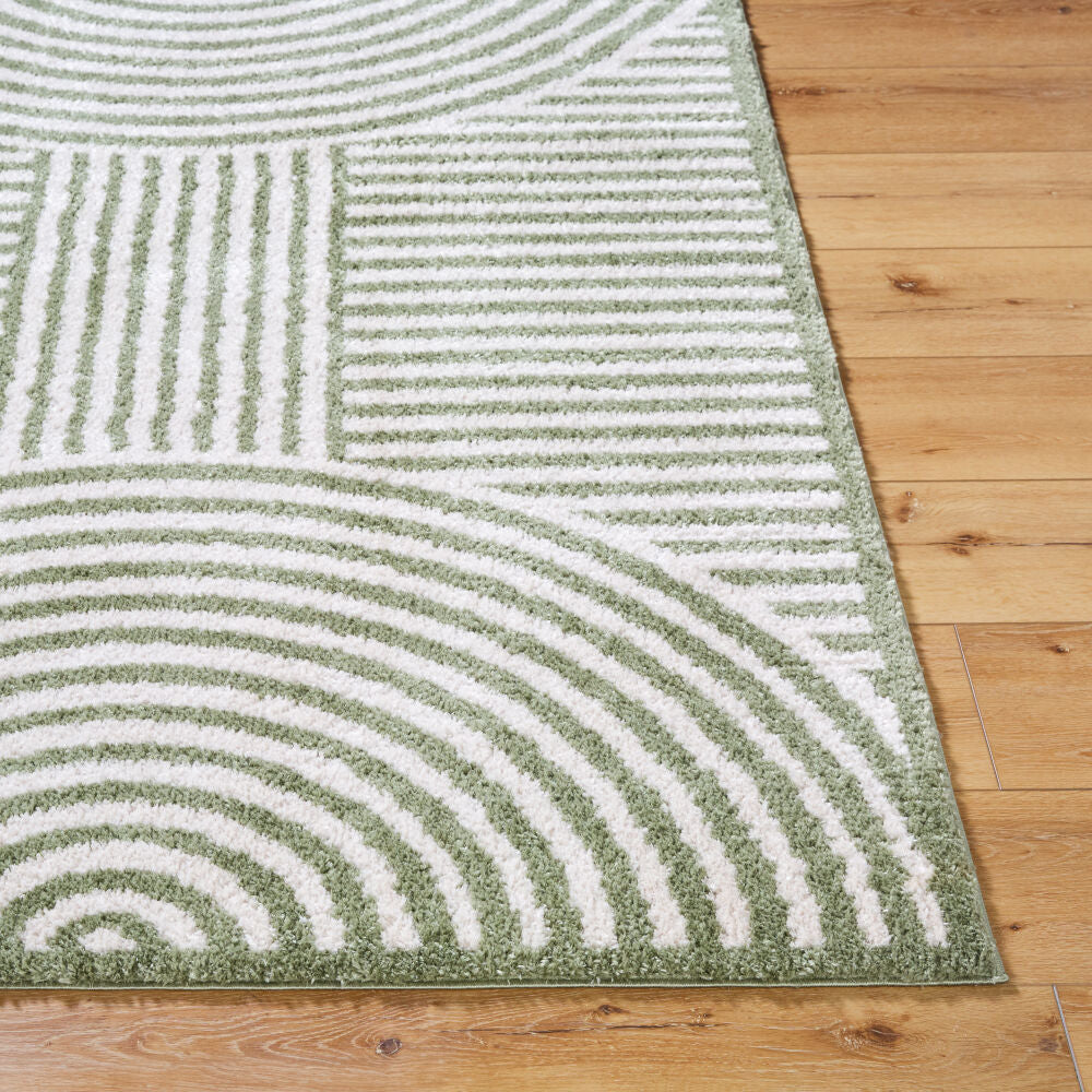 Fossay Shag Grass Green/Light Beige Machine Woven Rug FSG-2333 - front