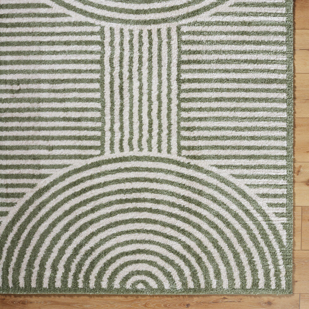 Fossay Shag Grass Green/Light Beige Machine Woven Rug FSG-2333 - overhead