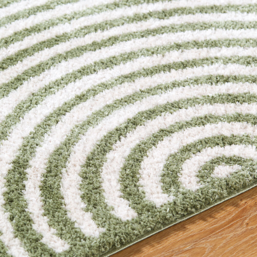 Fossay Shag Grass Green/Light Beige Machine Woven Rug FSG-2333 - texture