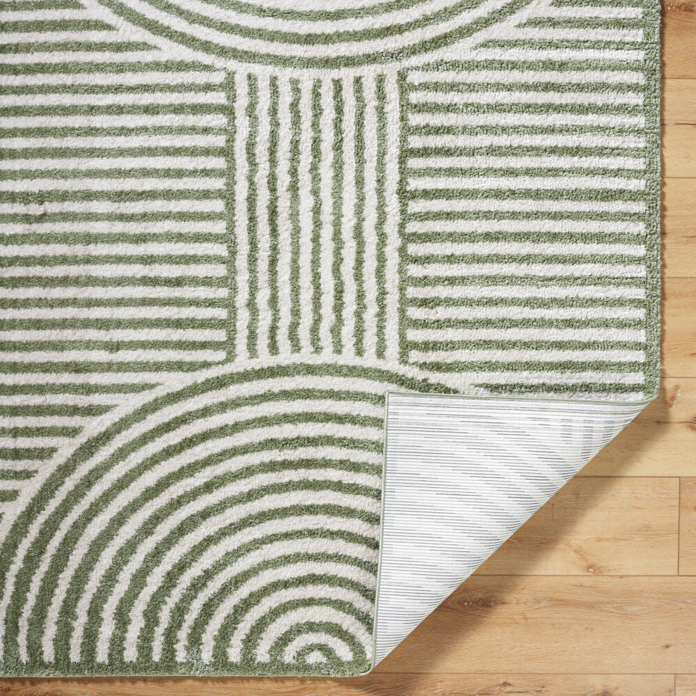 Fossay Shag Grass Green/Light Beige Machine Woven Rug FSG-2333 - fold