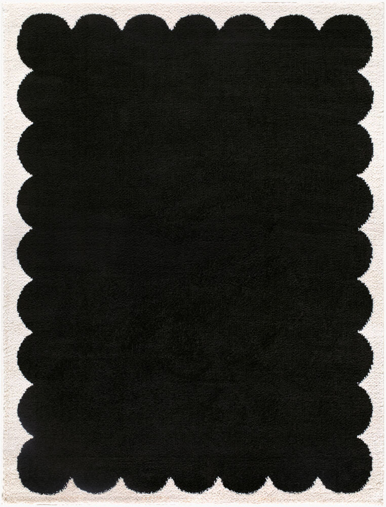 Fossay Shag Black/Cream Machine Woven Rug FSG-2341 - 2' x 2'11"