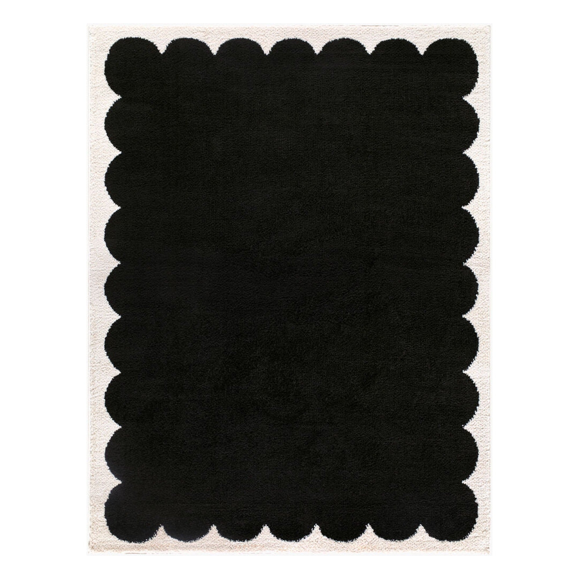 Fossay Shag Black/Cream Machine Woven Rug FSG-2341 - 2' x 2'11"