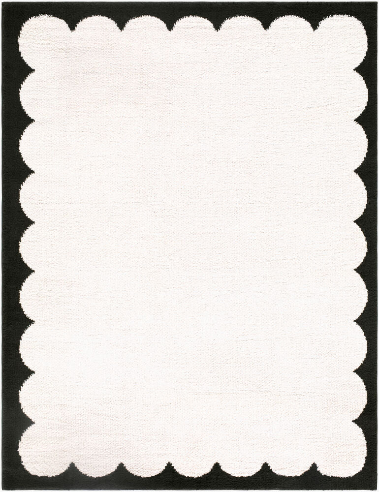 Fossay Shag Black/Cream Machine Woven Rug FSG-2342 - 2' x 2'11"
