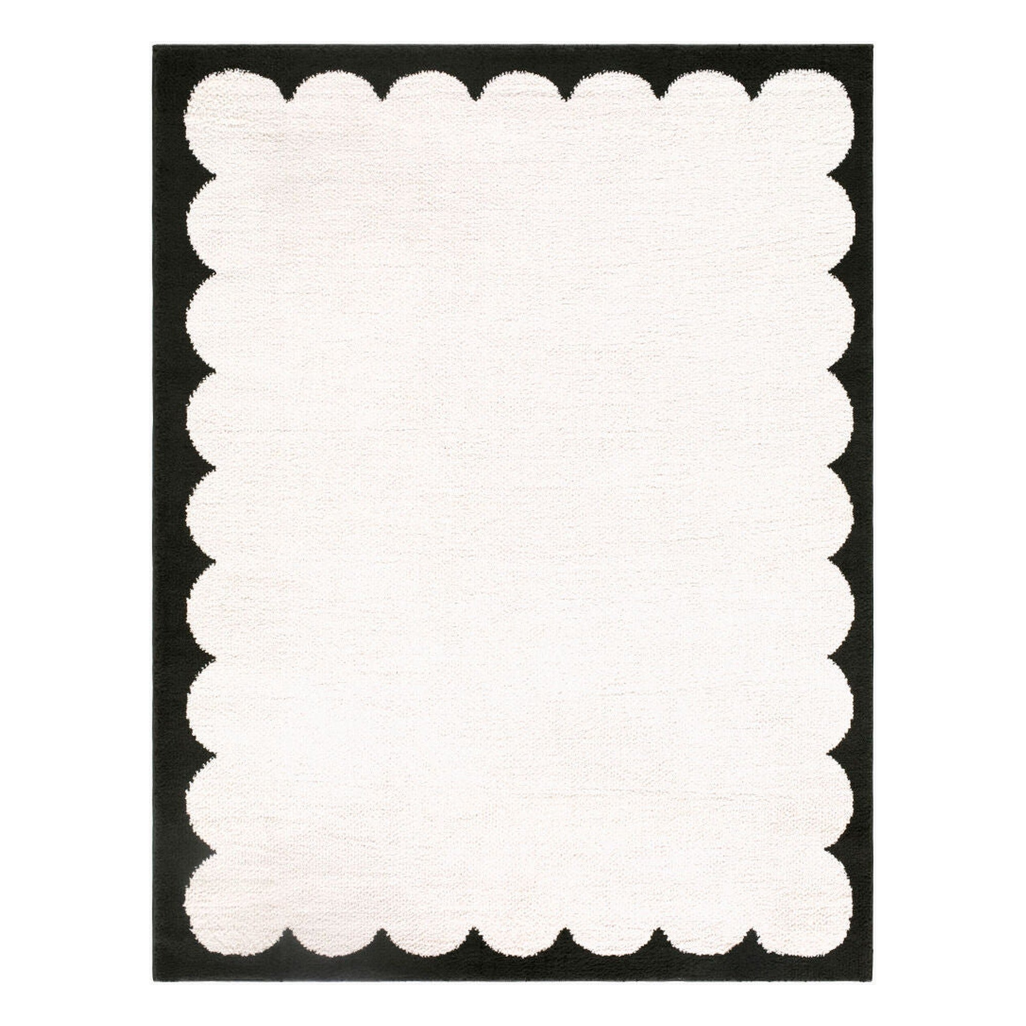 Fossay Shag Black/Cream Machine Woven Rug FSG-2342 - 2' x 2'11"