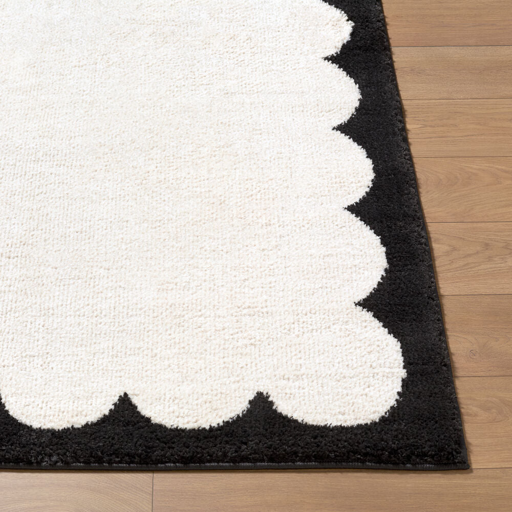 Fossay Shag Black/Cream Machine Woven Rug FSG-2342 - front
