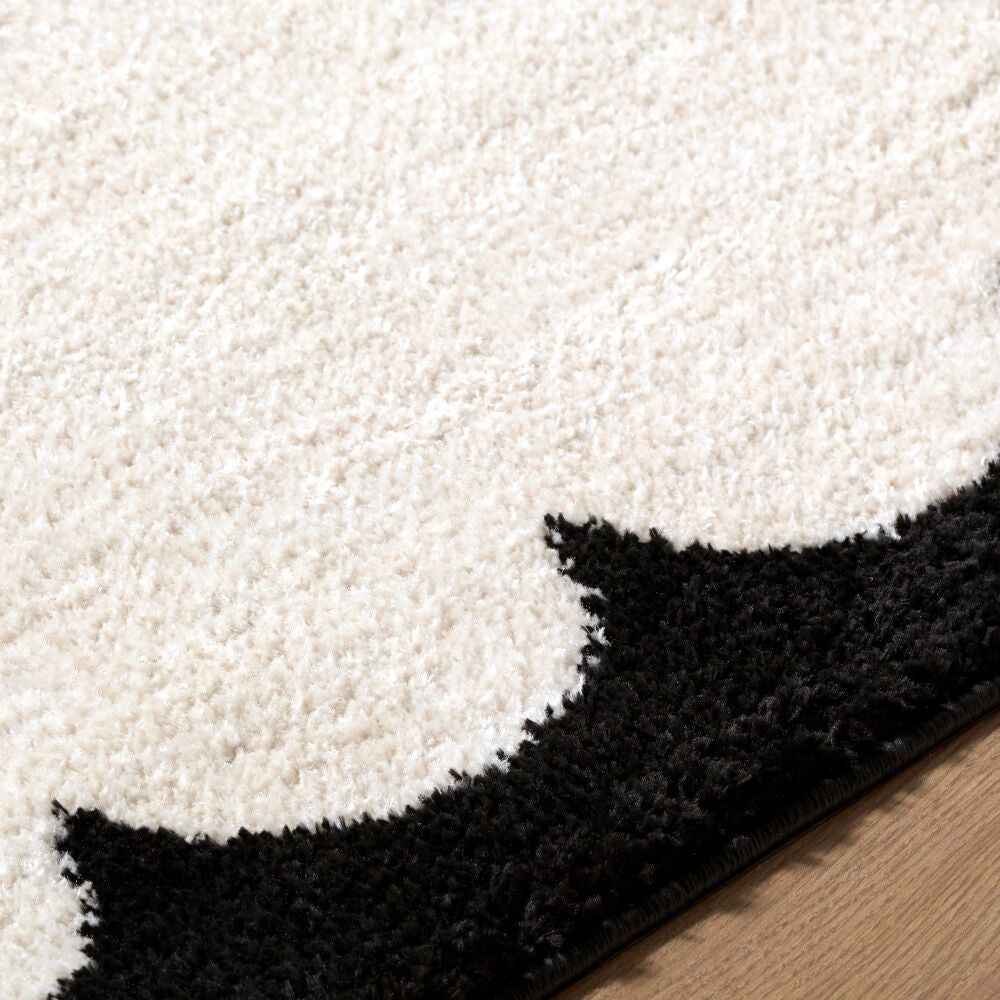 Fossay Shag Black/Cream Machine Woven Rug FSG-2342 - texture