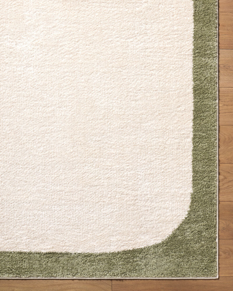 Fossay Shag Cream/Olive Machine Woven Rug FSG-2344 - overhead