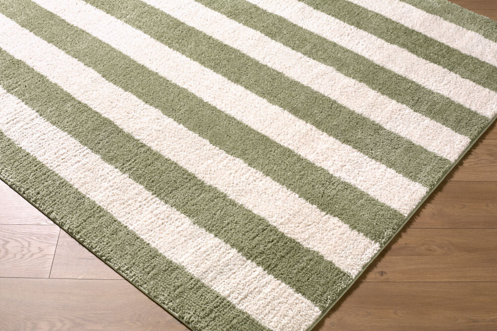 Fossay Shag Cream/Olive Machine Woven Rug FSG-2346 - corner