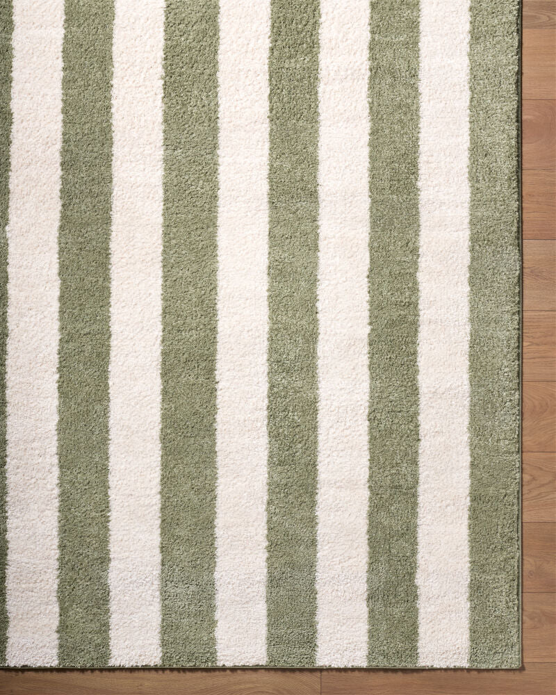 Fossay Shag Cream/Olive Machine Woven Rug FSG-2346 - overhead