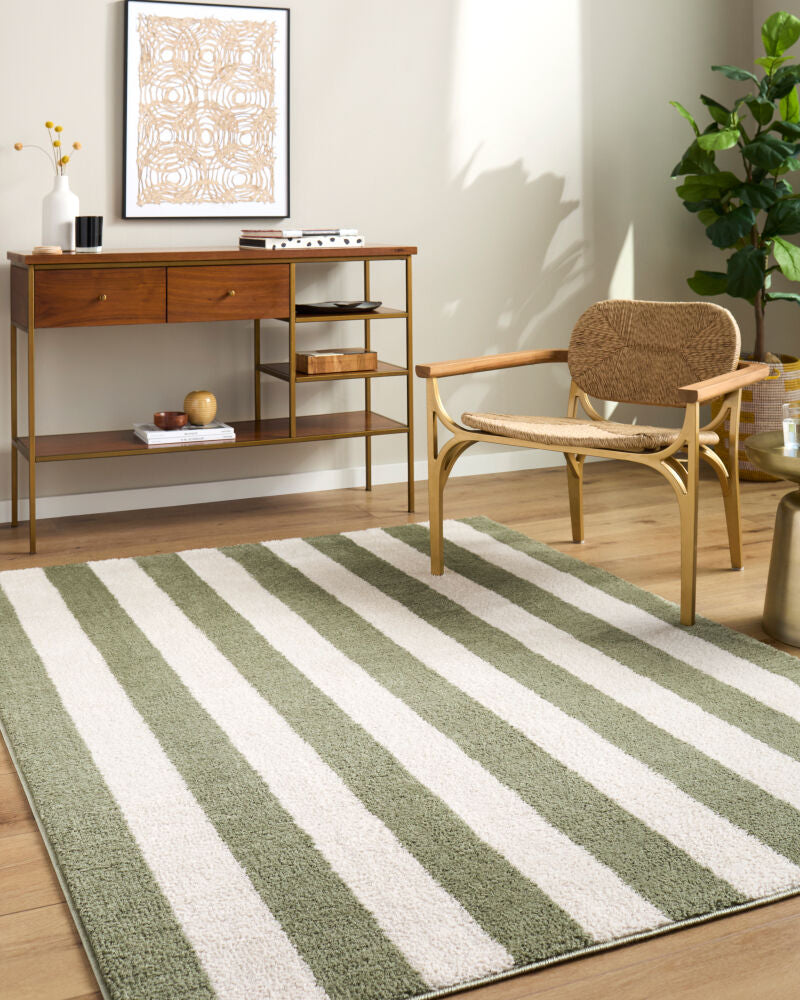 Fossay Shag Cream/Olive Machine Woven Rug FSG-2346 - roomscene