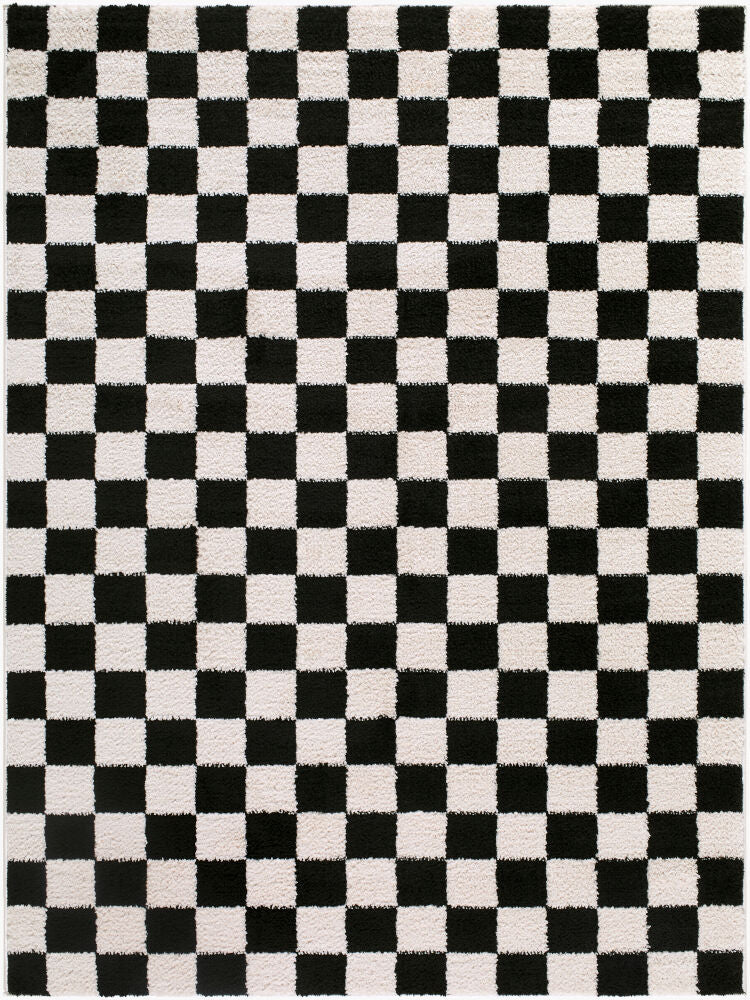 Fossay Shag Black/Cream Machine Woven Rug FSG-2347 - 2' x 2'11"