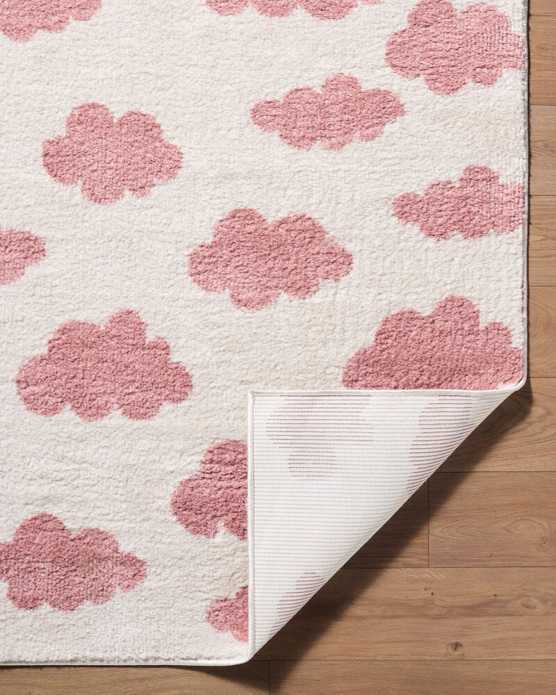 Fossay Shag Ivory/Rose Machine Woven Rug FSG-2349 - fold