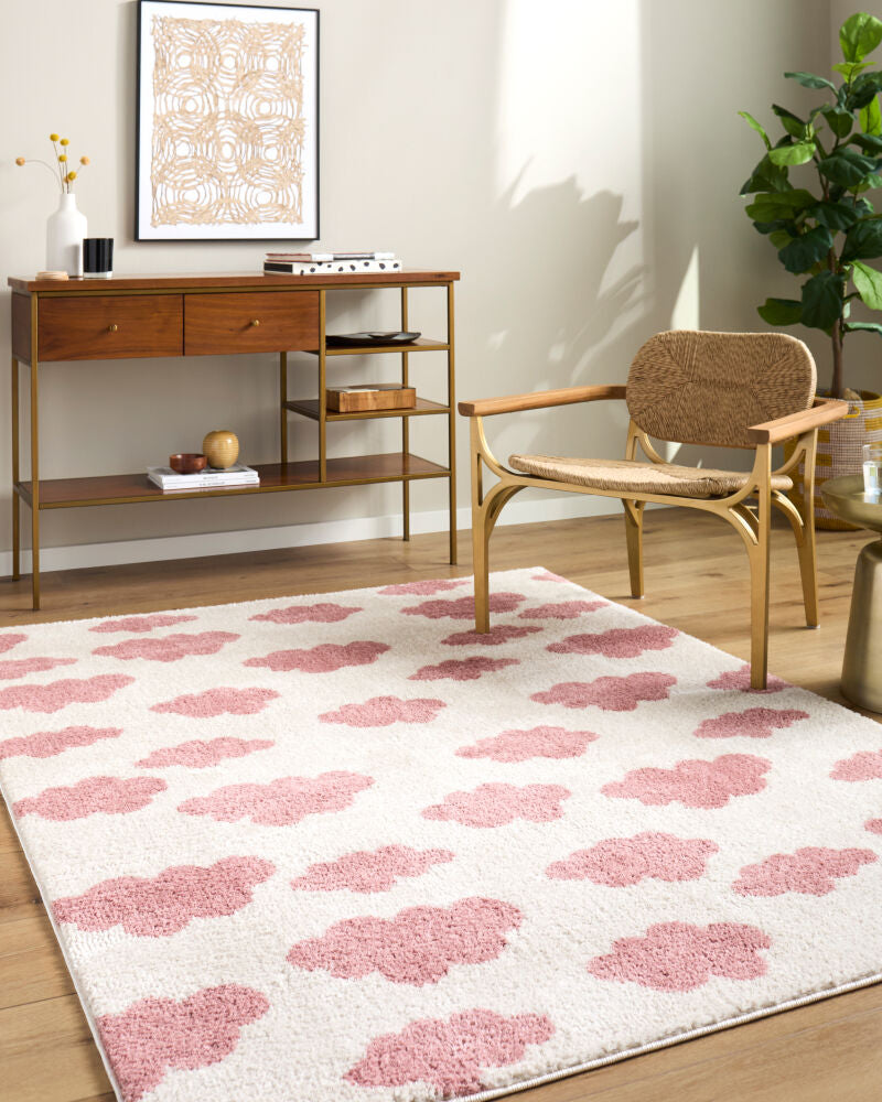 Fossay Shag Ivory/Rose Machine Woven Rug FSG-2349 - roomscene