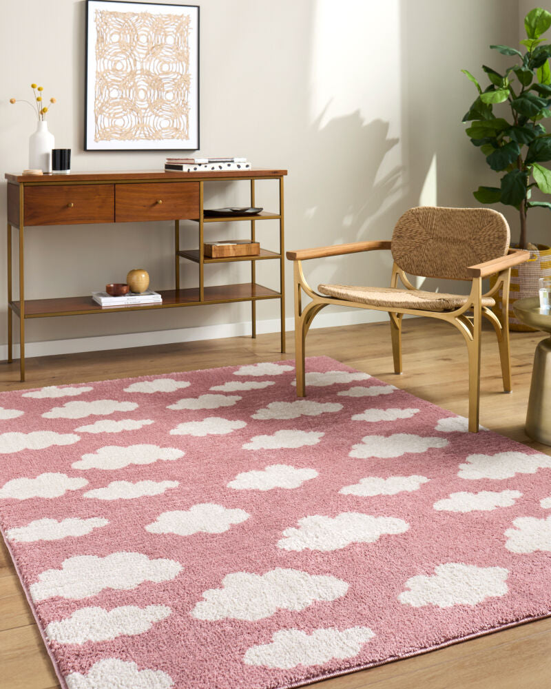 Fossay Shag Ivory/Rose Machine Woven Rug FSG-2350 - roomscene