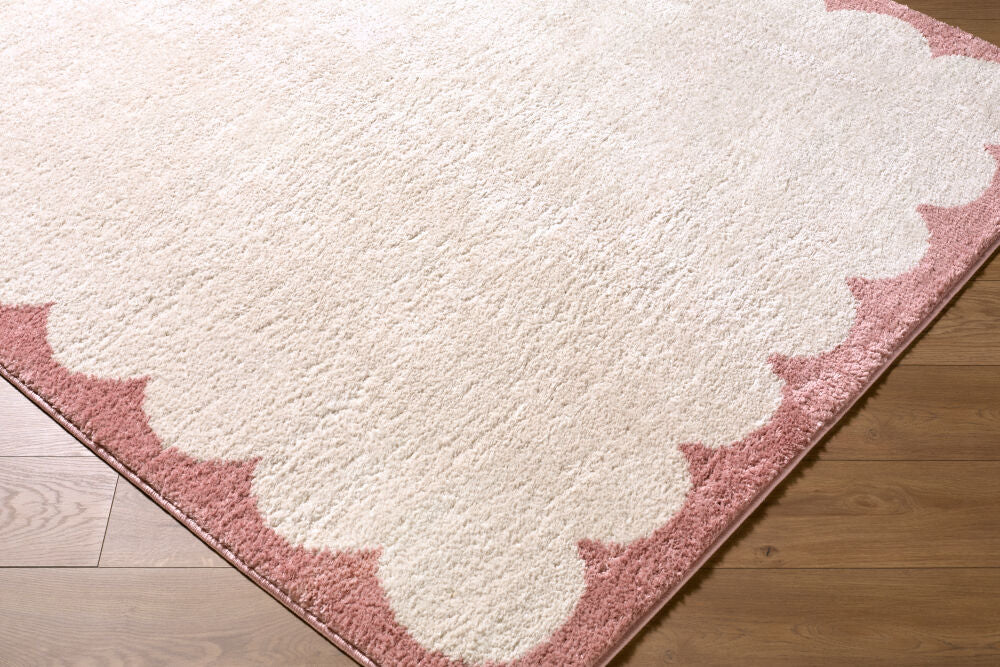 Fossay Shag Ivory/Rose Machine Woven Rug FSG-2352 - corner