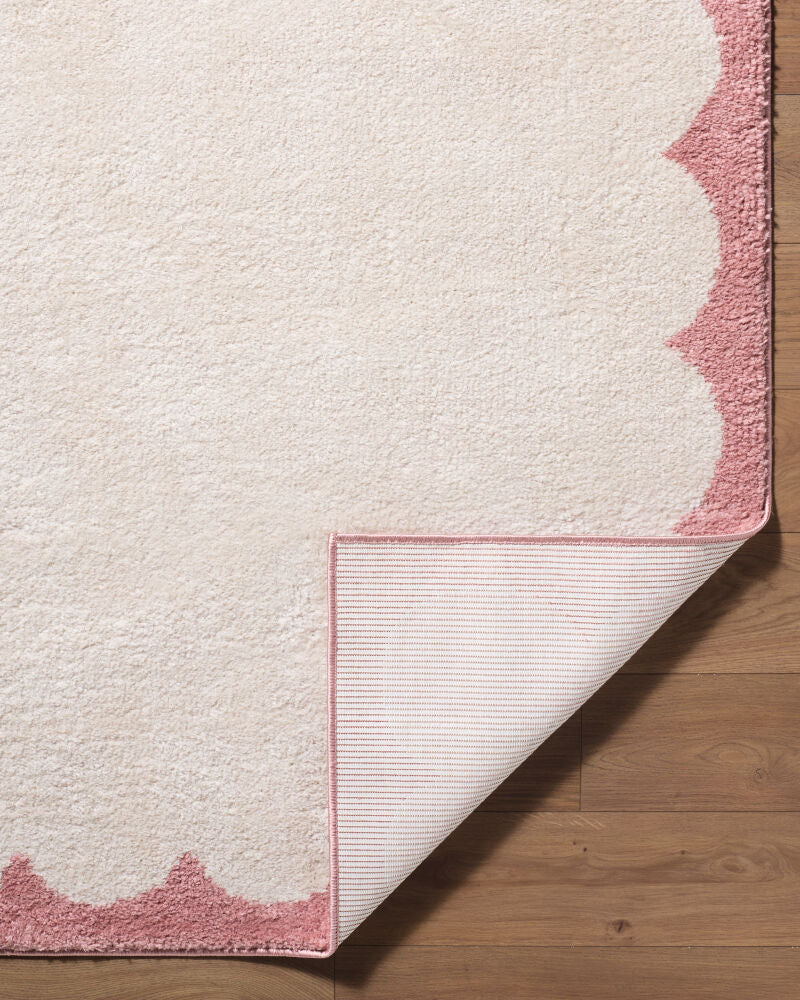 Fossay Shag Ivory/Rose Machine Woven Rug FSG-2352 - fold