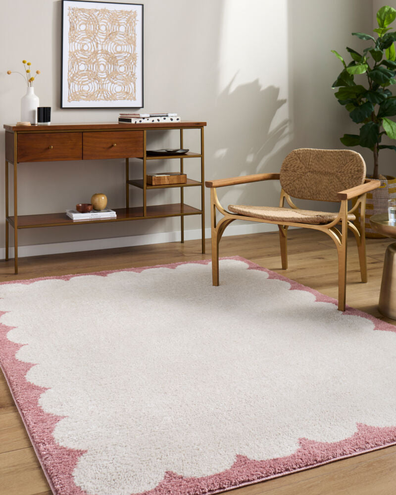 Fossay Shag Ivory/Rose Machine Woven Rug FSG-2352 - roomscene