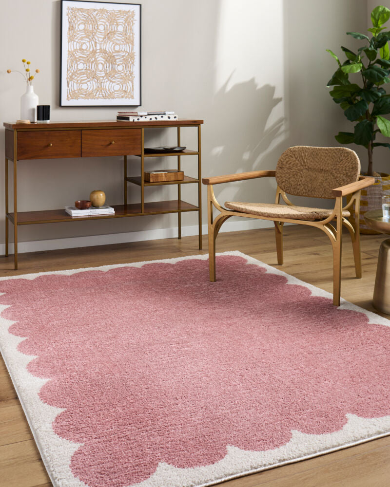 Fossay Shag Ivory/Rose Machine Woven Rug FSG-2353 - roomscene