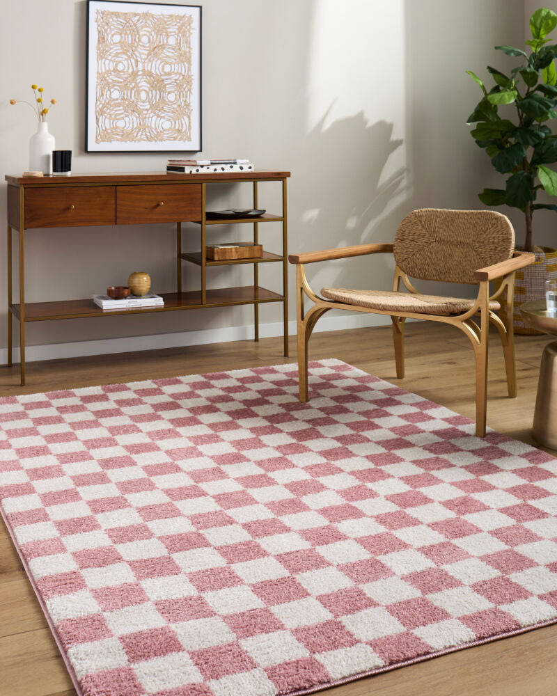 Fossay Shag Ivory/Rose Machine Woven Rug FSG-2354 - roomscene