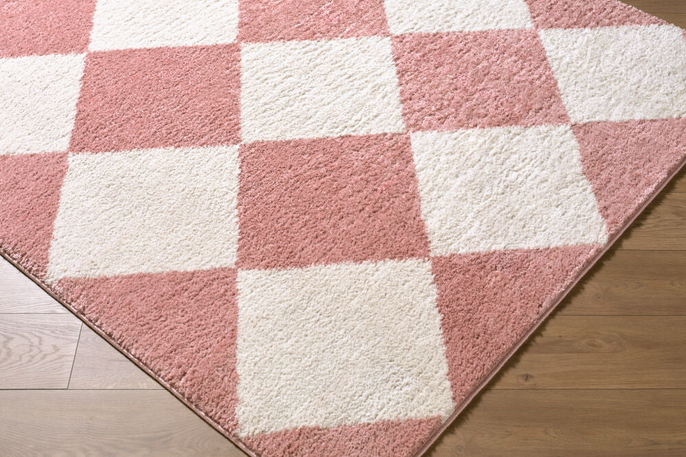 Fossay Shag Ivory/Rose Machine Woven Rug FSG-2355 - corner