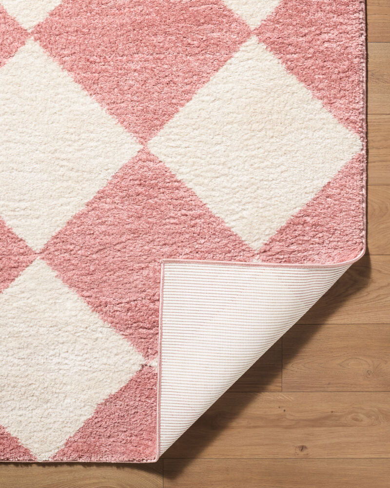 Fossay Shag Ivory/Rose Machine Woven Rug FSG-2355 - fold