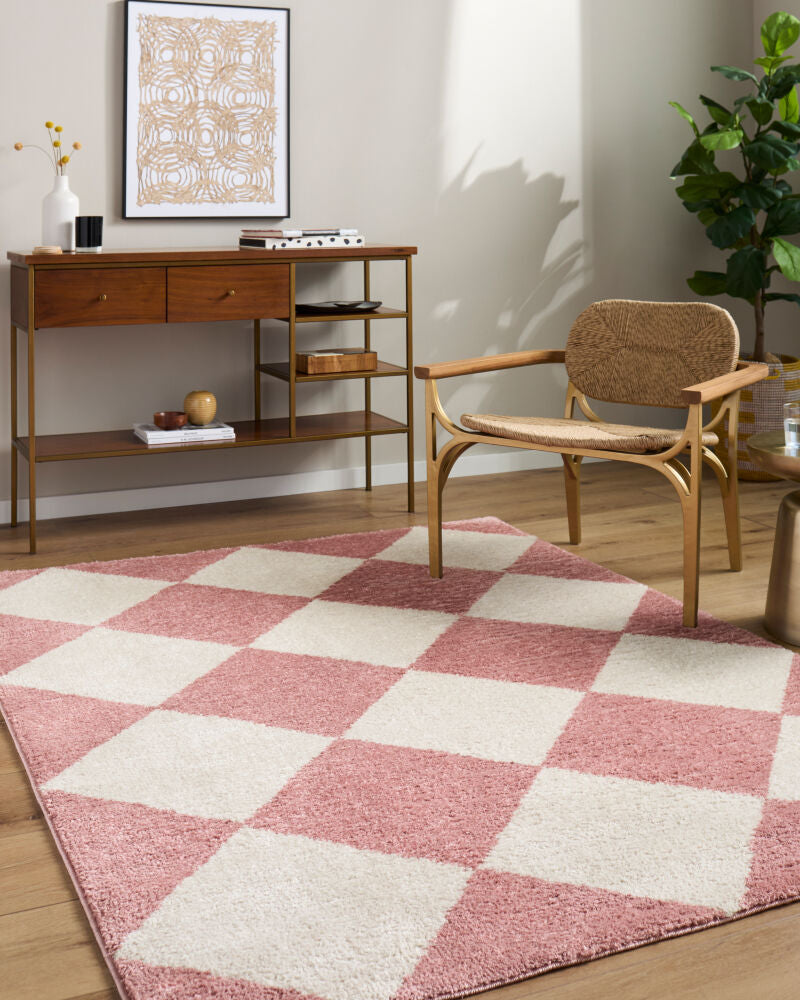 Fossay Shag Ivory/Rose Machine Woven Rug FSG-2355 - roomscene