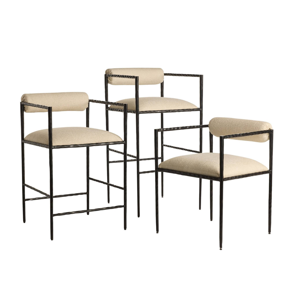 Barbana Bar Stool Oxford White Performance Fabric by Arteriors - view 9