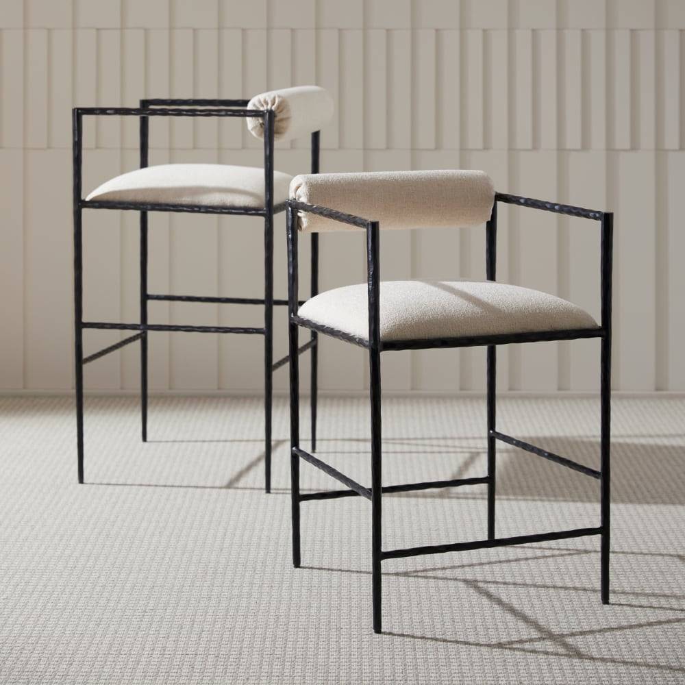 Barbana Bar Stool Oxford White Performance Fabric by Arteriors - view 2