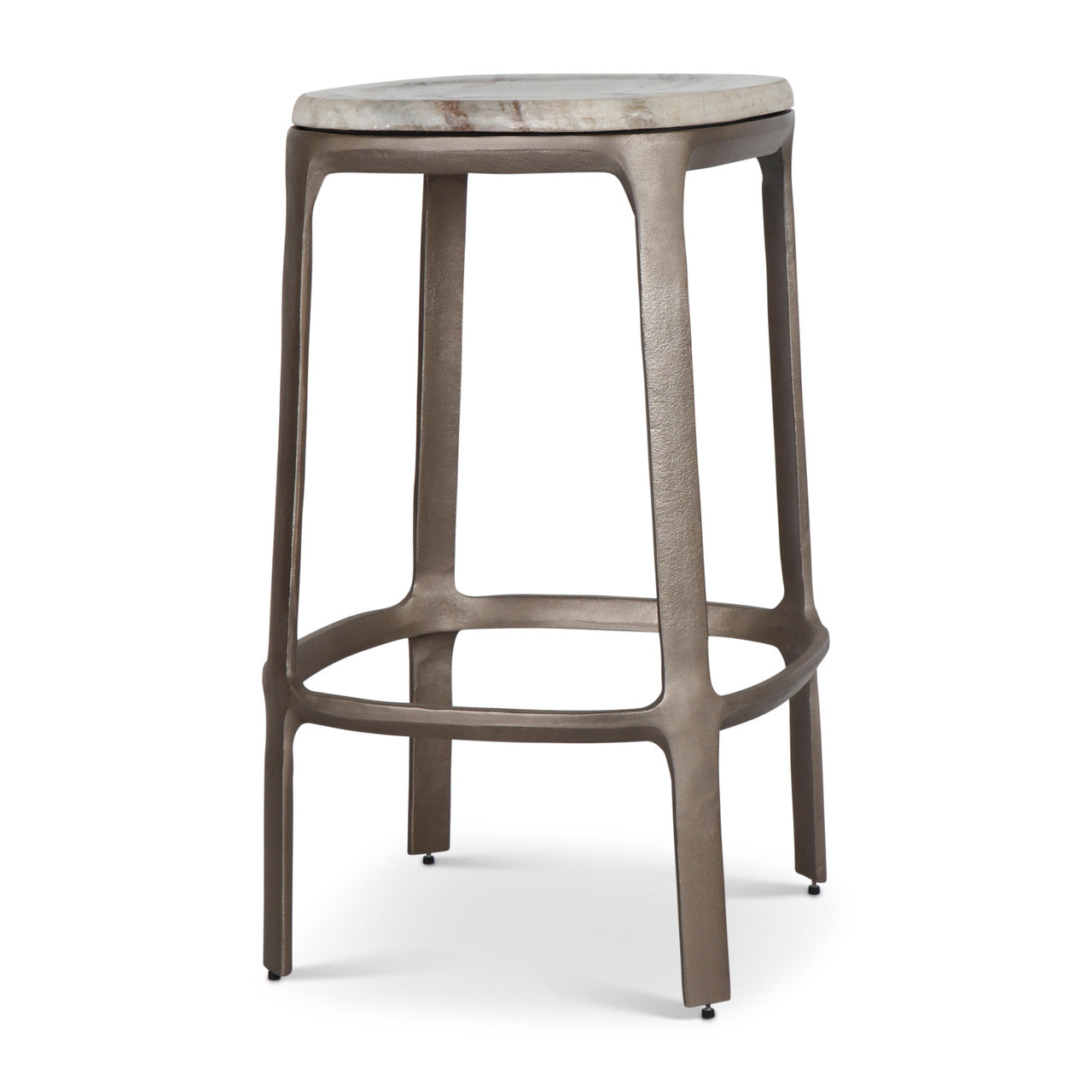 Marbelle - Alfie Marble Counter Stool - Toronto Sand/Antique Nickel Finish