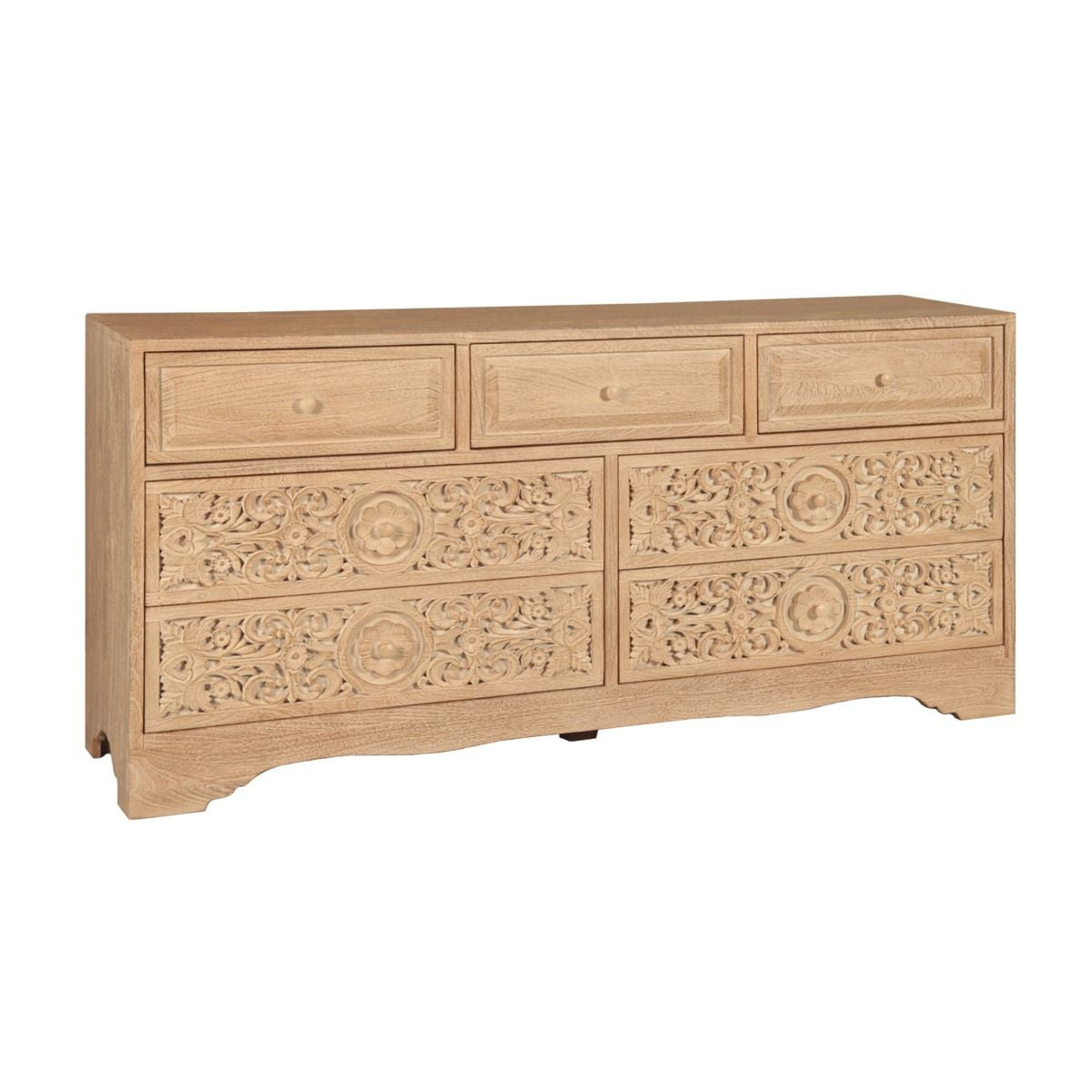 Andalusia Solid Wood Handcarved 7 Drawers Dresser 71"