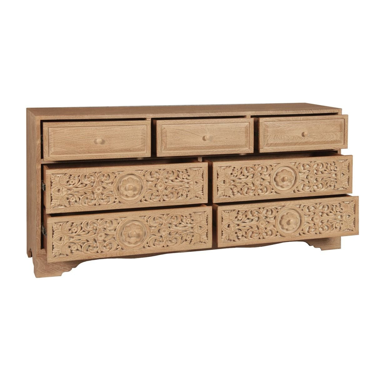 Andalusia Solid Wood Handcarved 7 Drawers Dresser 71"