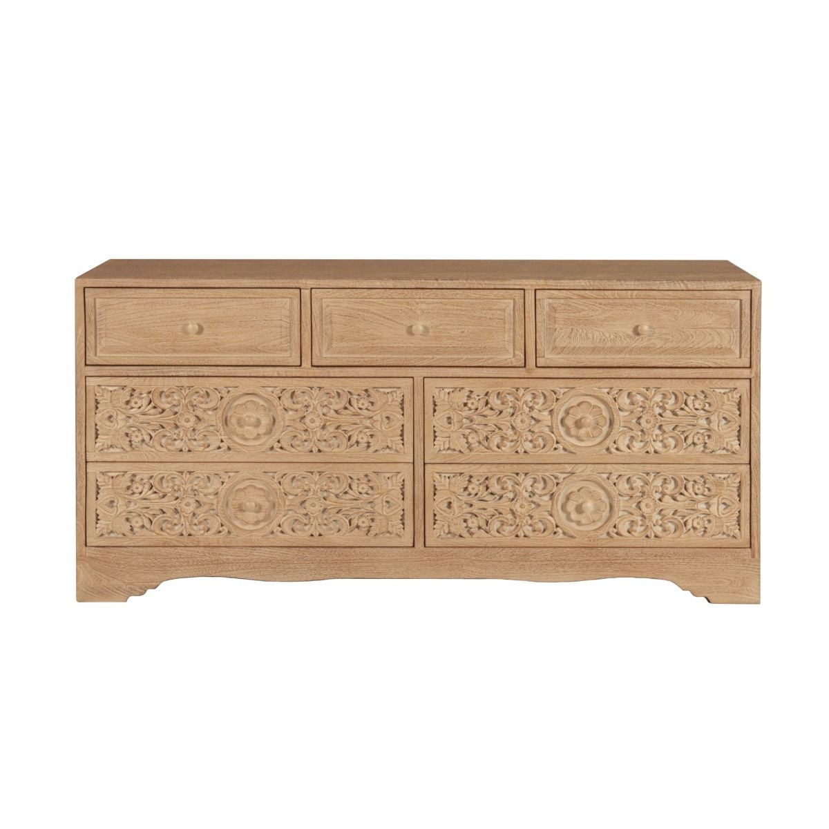 Andalusia Solid Wood Handcarved 7 Drawers Dresser 71"