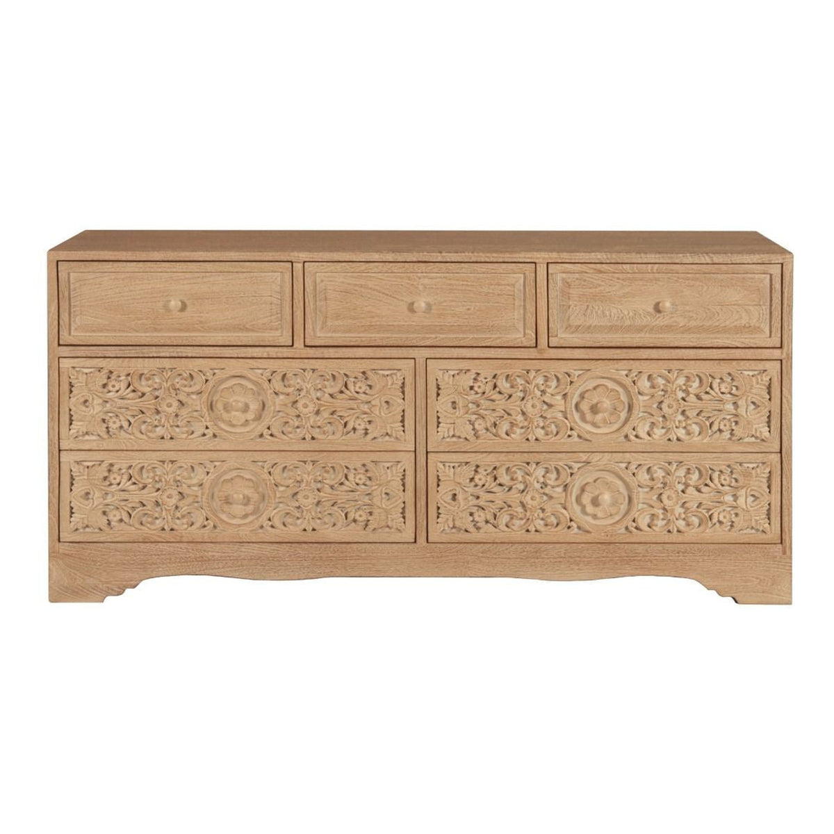 Andalusia Solid Wood Handcarved 7 Drawers Dresser 71"