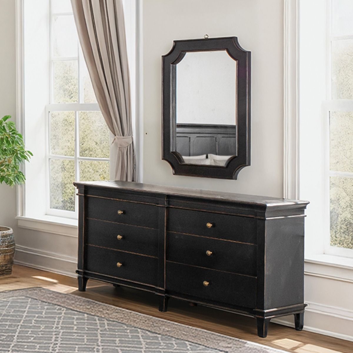 Turin 31" Mirror in Distressed Black - image 3