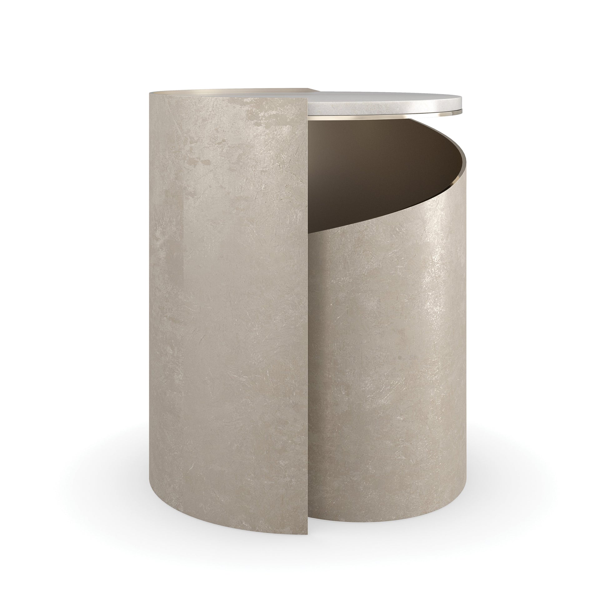 Nautilus Taupe Silver Leaf End Table 20" by Caracole